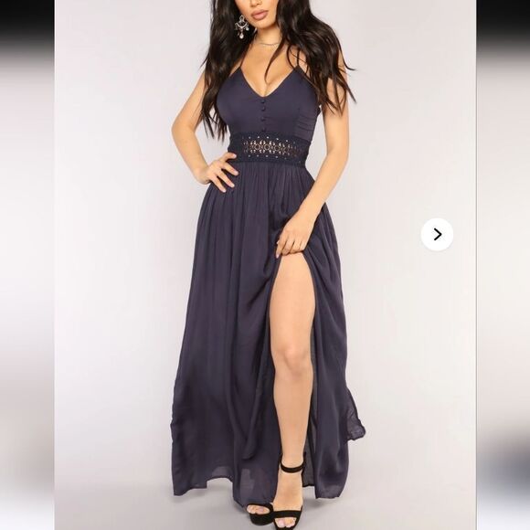 Fashion Nova Blue Holy Ship Maxi Dress Sleeveless Spaghetti Strap Large - Picture 1 of 9